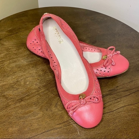 Sherry Top Sider Bow Laser Cut Ballet Flats 9M - Picture 1 of 6